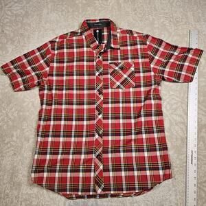 Billabong - Mens Large Plaid Short Sleeve Button-up